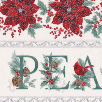 Christmas Splendor W7780-441S Winter Cherry Silver by Hoffman Fabrics, Image