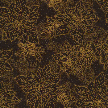 Christmas Splendor W7782-4G Black Gold by Hoffman Fabrics, Image