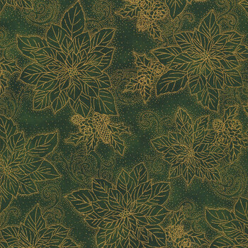 Christmas Splendor W7782-60G Hunter Gold by Hoffman Fabrics