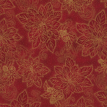 Christmas Splendor W7782-78G Scarlet Gold by Hoffman Fabrics