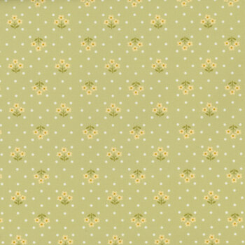 Plain and Simple A-002-G Tri Flower Pistachio by Andover Fabrics, Image