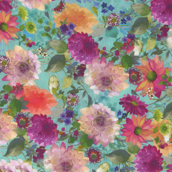 Garden Fresh Y4256-33 Aqua by Sue Zipkin for Clothworks, Image