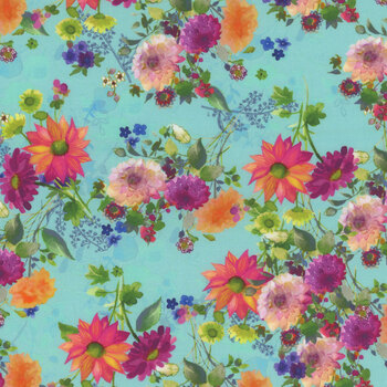 Garden Fresh Y4259-33 Aqua by Sue Zipkin for Clothworks, Image