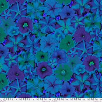 Kaffe Fassett Collective Classics Plus PWPJ050.BLUEX Petunias - Blue by FreeSpirit Fabrics, Image