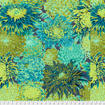 Kaffe Fassett Collective Classics Plus PWPJ041.FORES Japanese Chrysanthemum - Forest by FreeSpirit Fabrics, Image