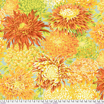 Kaffe Fassett Collective Classics Plus PJ41.YELLO Japanese Chrysanthemum - Yellow by FreeSpirit Fabrics, Image