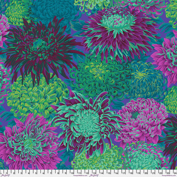 Kaffe Fassett Collective Classics Plus PJ41.GREEN Japanese Chrysanthemum - Green by FreeSpirit Fabrics, Image