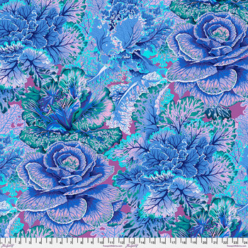 Kaffe Fassett Collective Classics Plus PWPJ120.BLUE Curly Kale - Blue by FreeSpirit Fabrics, Image