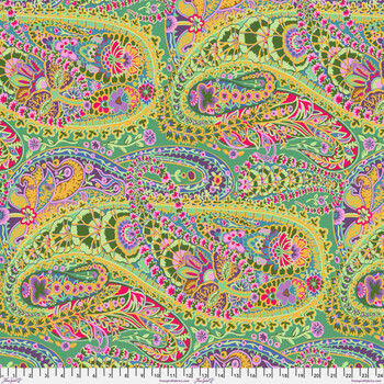 Kaffe Fassett Collective Classics Plus GP60.GREEN Paisley Jungle - Green by FreeSpirit Fabrics, Image