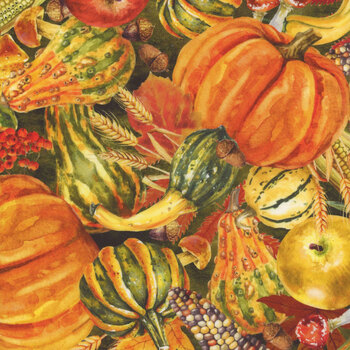 Autumn Celebration 4AUT-1 Multi Vegetables by Jason Yenter for In The Beginning Fabrics, Image