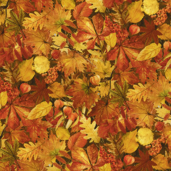 Autumn Celebration 5AUT-1 Multi Small Foliage by Jason Yenter for In The Beginning Fabrics, Image