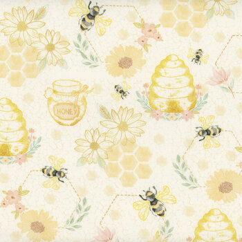 Home Sweet Home BEE-CD3042-CREAM by Timeless Treasures Fabrics, Image