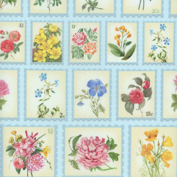 Belle Fleur FLEUR-CD3003 MULTI Floral Postage Stamps by Timeless Treasures Fabrics