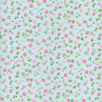 Belle Fleur FLEUR-CD3007 BLUE Tossed Tiny Roses by Timeless Treasures Fabrics