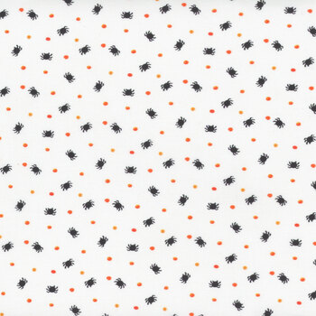 Haunted House BOO-CD2935 WHITE Tiny Spiders and Dots by Timeless Treasures Fabrics, Image