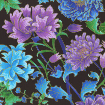 Luminous FLORA-CM2981 BLACK by Chong-A Hwang for Timeless Treasures Fabrics, Image