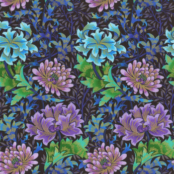 Luminous FLORA-CM2982 BLACK by Chong-A Hwang for Timeless Treasures Fabrics, Image