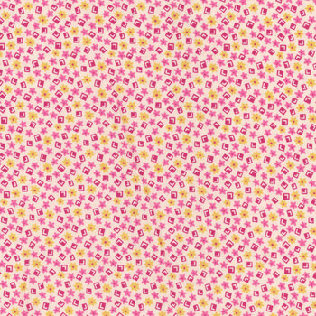 Nana Mae 8 1495-24 Pink/Yellow by Henry Glass Fabrics, Image