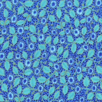 Luminous FLORA-CM2986-BLUE by Chong-A Hwang for Timeless Treasures Fabrics, Image