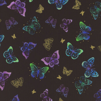 Luminous FLORA-CM2990 BLACK by Chong-A Hwang for Timeless Treasures Fabrics, Image