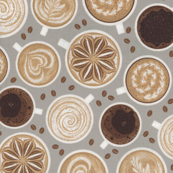 Coffee Life 82669-920 Coffee Art Gray by Jennifer Pugh for Wilmington Prints, Image