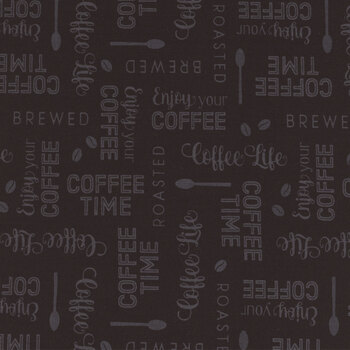 Coffee Life 82673-999 Words All Over Black by Jennifer Pugh for Wilmington Prints, Image