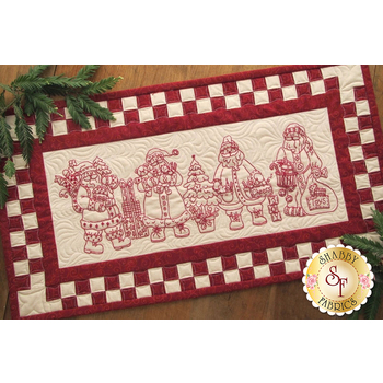 Santa Quartet Table Runner -  Machine Embroidery CD