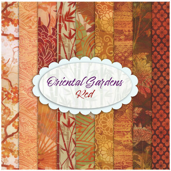 Oriental Gardens  9 FQ Set - Red by Jason Yenter for In The Beginning Fabrics, Image