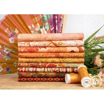 Oriental Gardens  9 FQ Set - Red by Jason Yenter for In The Beginning Fabrics, Image