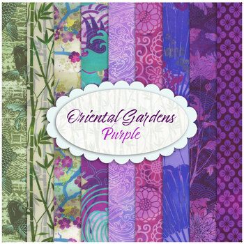 Oriental Gardens  9 FQ Set - Purple by Jason Yenter for In The Beginning Fabrics, Image