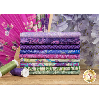 Oriental Gardens  9 FQ Set - Purple by Jason Yenter for In The Beginning Fabrics, Image