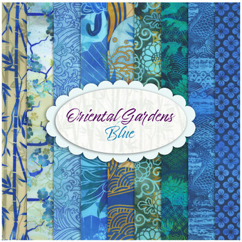 Oriental Gardens  9 FQ Set - Blue by Jason Yenter for In The Beginning Fabrics