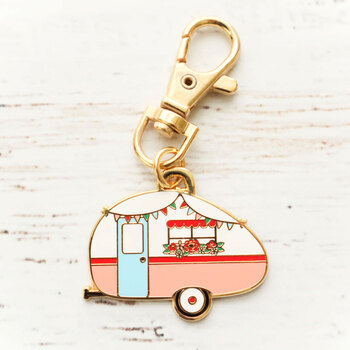 Flamingo Toes Retro Camper Enamel Charm