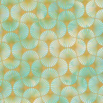 Golden Vibes 22739-70 Aqua by Lara Skinner for Robert Kaufman Fabrics, Image