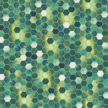 Golden Vibes 22741-81 Turquoise by Lara Skinner for Robert Kaufman Fabrics, Image