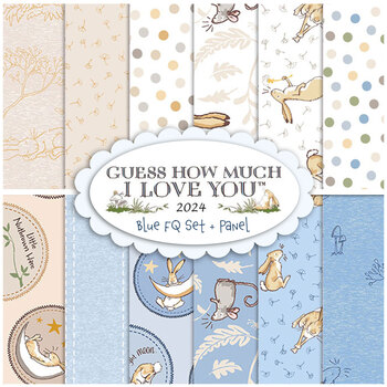 Guess How Much I Love You 2024  12 FQ Set + Panel Blue by Clothworks, Image