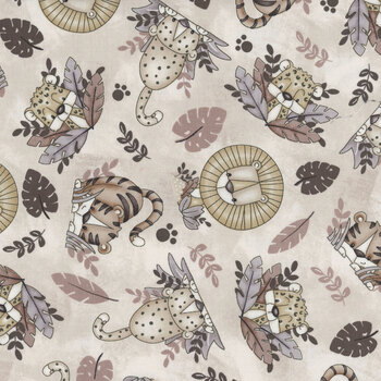 Big Kitties 1628-44 Beige by Shelly Comiskey for Henry Glass Fabrics, Image