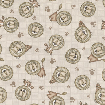 Big Kitties 1631-44 Beige by Shelly Comiskey for Henry Glass Fabrics