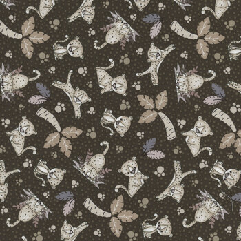 Big Kitties 1638-99 Black by Shelly Comiskey for Henry Glass Fabrics