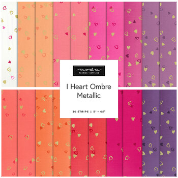 I Heart Ombre Metallic  Dessert Roll by V and Co. for Moda Fabrics, Image