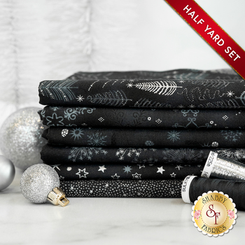 Stof Christmas 2024  - 6 Half Yard Set Black/Silver by Stof Fabrics, Image