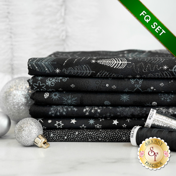 Stof Christmas 2024 - 6 FQ Set Black/Silver by Stof Fabrics, Image