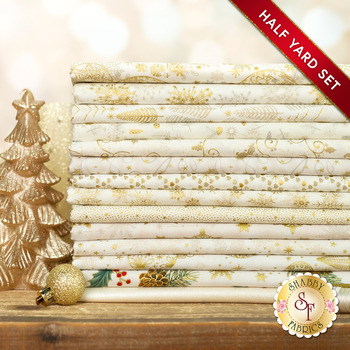 Stof Christmas 2024  - 14 Half Yard Set Cream/Gold by Stof Fabrics, Image