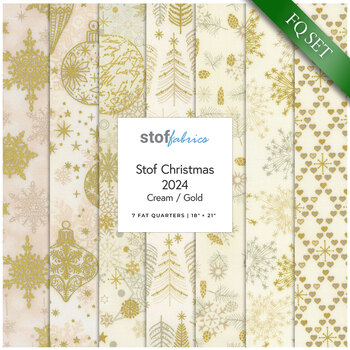 Stof Christmas 2024  - 7 FQ Set Cream/Gold by Stof Fabrics, Image