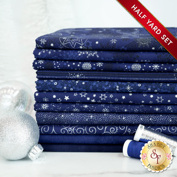 Stof Christmas 2024  - 11 Half Yard Set Dark Blue/Silver by Stof Fabrics, Image