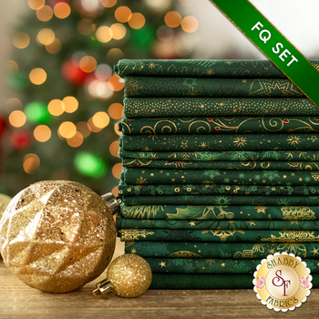 Stof Christmas 2024  - 16 FQ Set Green/Gold by Stof Fabrics, Image