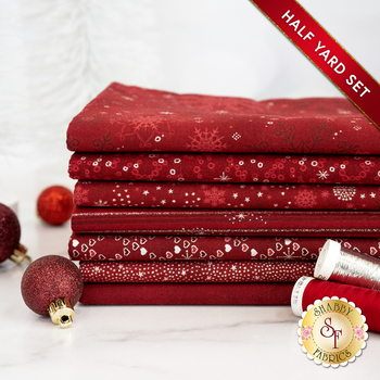 Stof Christmas 2024  - 7 Half Yard Set Red/Silver by Stof Fabrics, Image