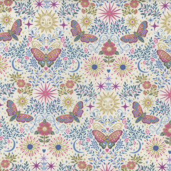 Luna MU-072-Q Cream Night Garden by Makower UK for Andover Fabrics