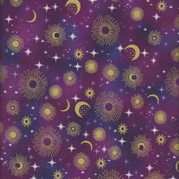 Luna MU-073-L Purple Constellation by Makower UK for Andover Fabrics