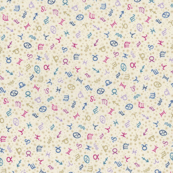 Luna MU-076-Q Cream Zodiac by Makower UK for Andover Fabrics, Image